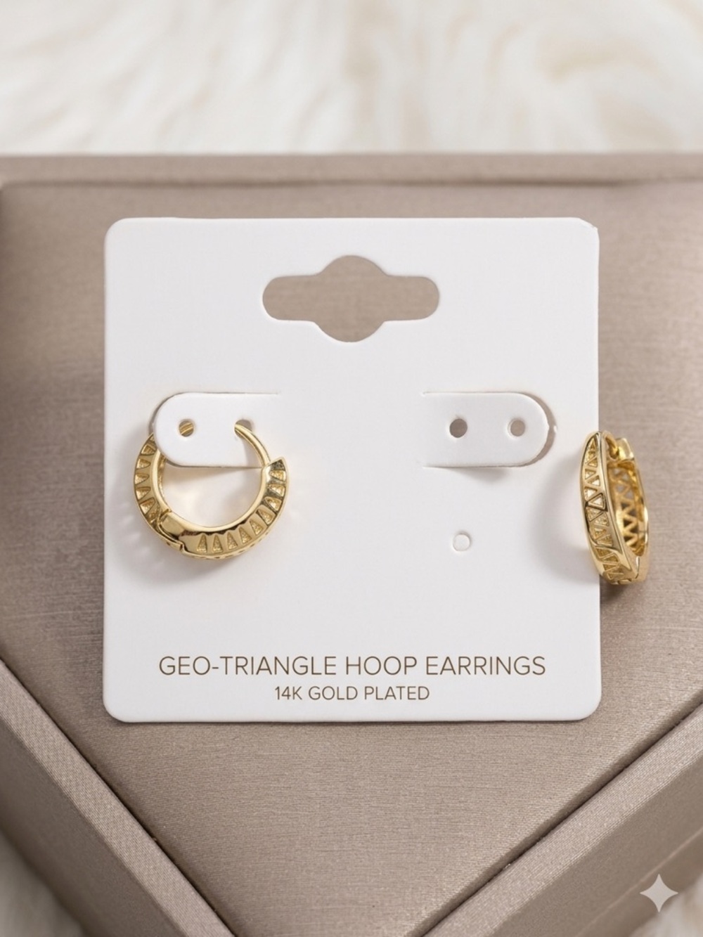 Geo-Triangle Gold Hoop Earrings - 14K Gold Plated